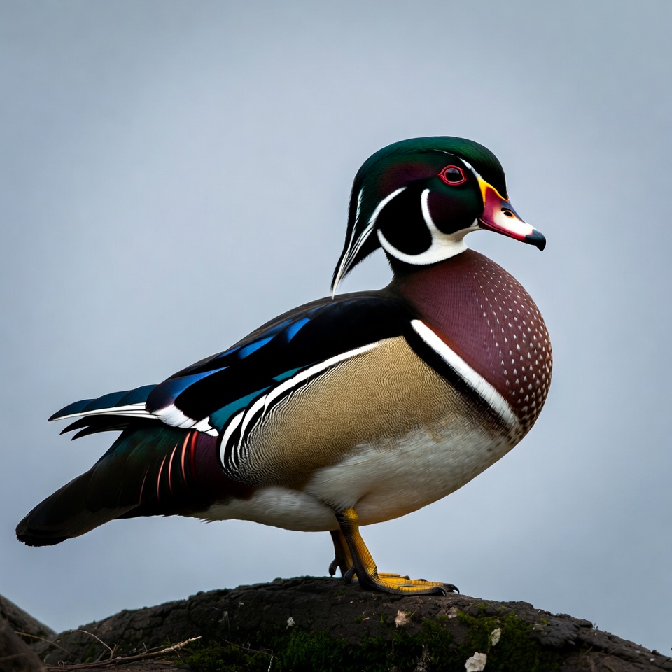 Wood Duck Standing on Rock Wood Duck Standing on Rock
