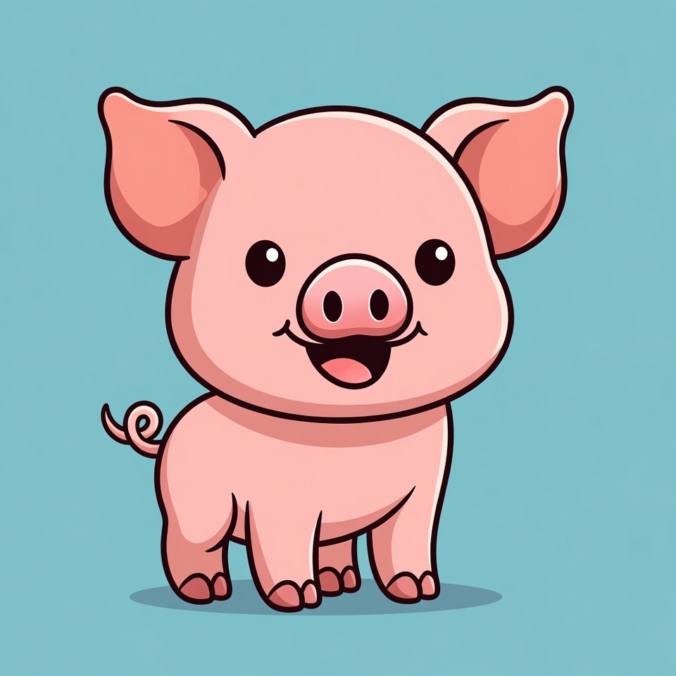 Cute cartoon pink pig Cute cartoon pink pig