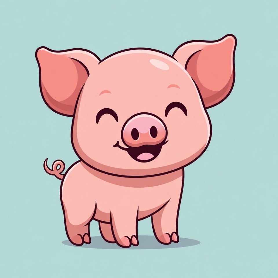 Cute smiling baby pig illustration Cute smiling baby pig illustration