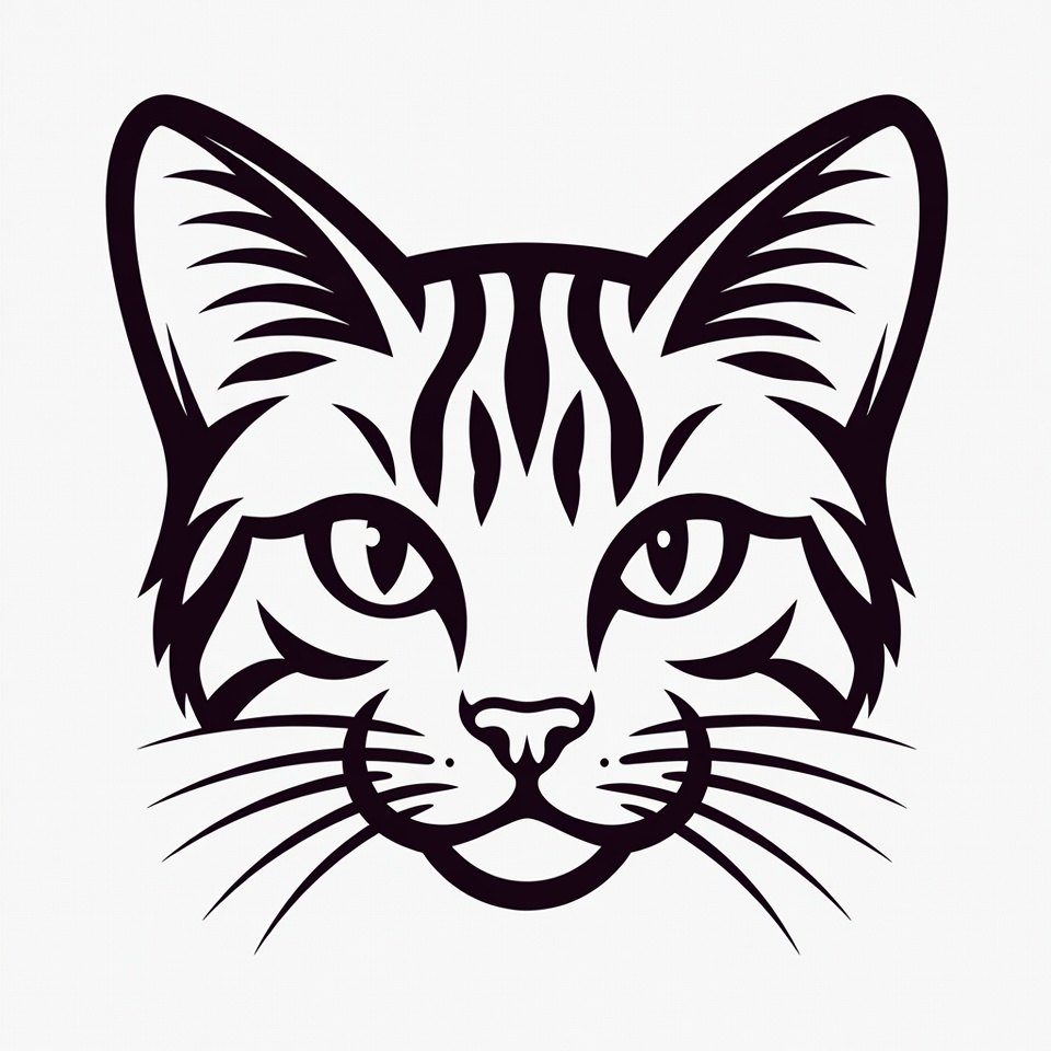 Tabby Cat Face Outline Tabby Cat Face Outline