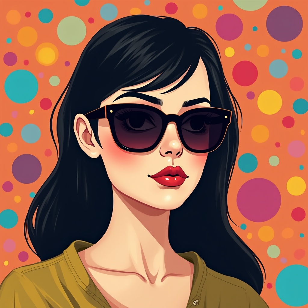 Woman with sunglasses and polka dots Woman with sunglasses and polka dots