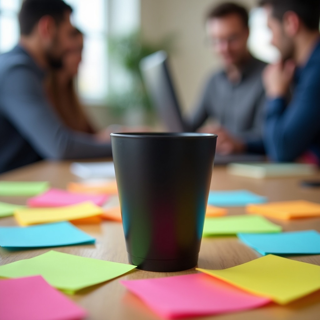 Black Coffee Cup with Sticky Notes Black Coffee Cup with Sticky Notes
