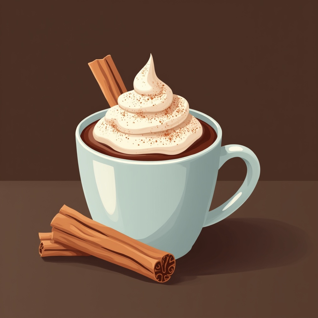 Hot Chocolate with Whipped Cream and Cinnamon Sticks Hot Chocolate with Whipped Cream and Cinnamon Sticks