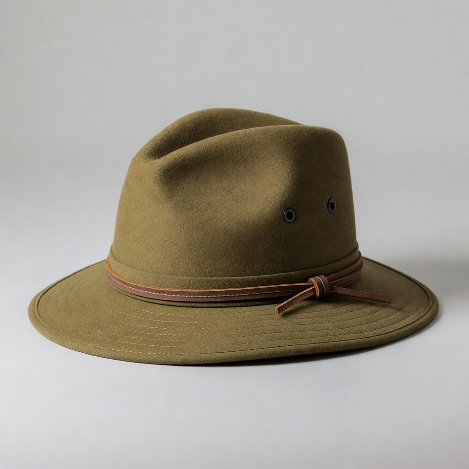 Olive Green Leather-Band Fedora Hat Olive Green Leather-Band Fedora Hat