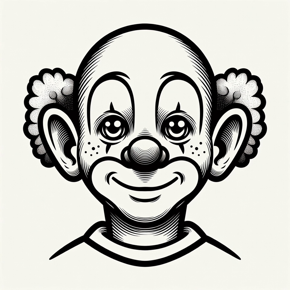 Smiling Clown Illustration Portrait Smiling Clown Illustration Portrait