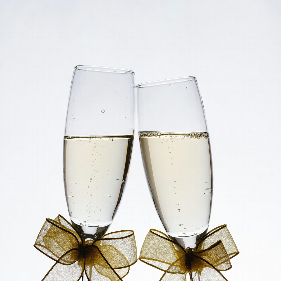 Two Champagne Glasses with Bows Two Champagne Glasses with Bows