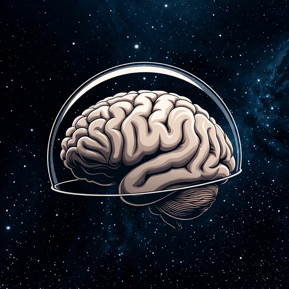Brain in glass dome with stars Brain in glass dome with stars