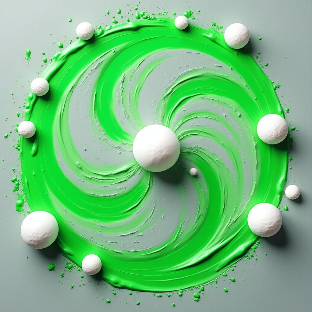 Green Paint Swirl with White Balls Green Paint Swirl with White Balls
