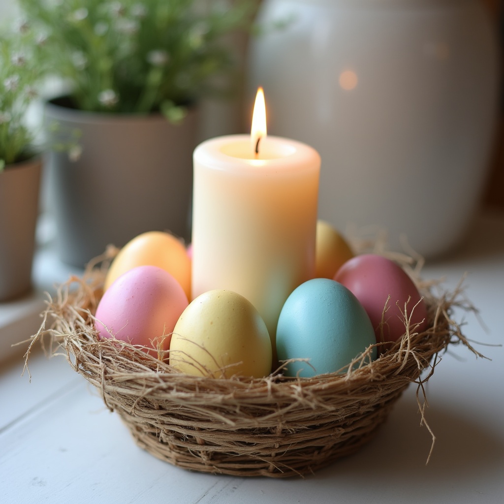 Easter Eggs Nest with Candle Easter Eggs Nest with Candle