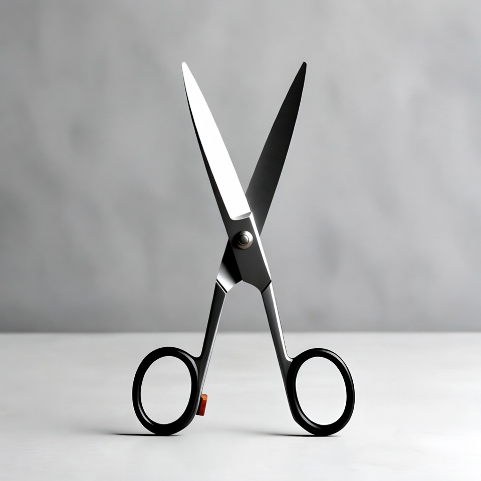 Silver Scissors on White Background Silver Scissors on White Background