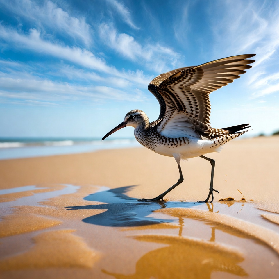 Whimbrel bird on beach Whimbrel bird on beach