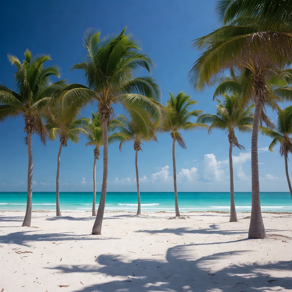 Palm Trees on White Sand Beach Palm Trees on White Sand Beach