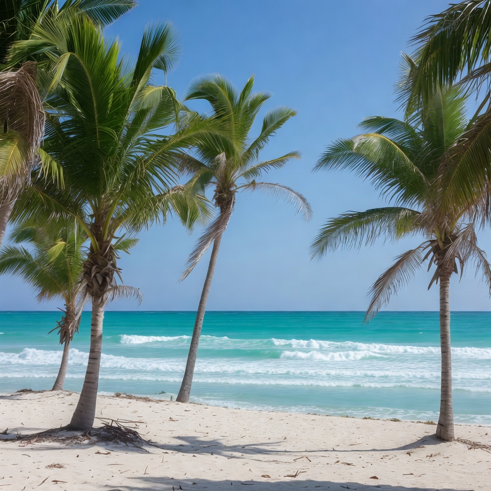 Palm Trees on Tropical Beach Palm Trees on Tropical Beach