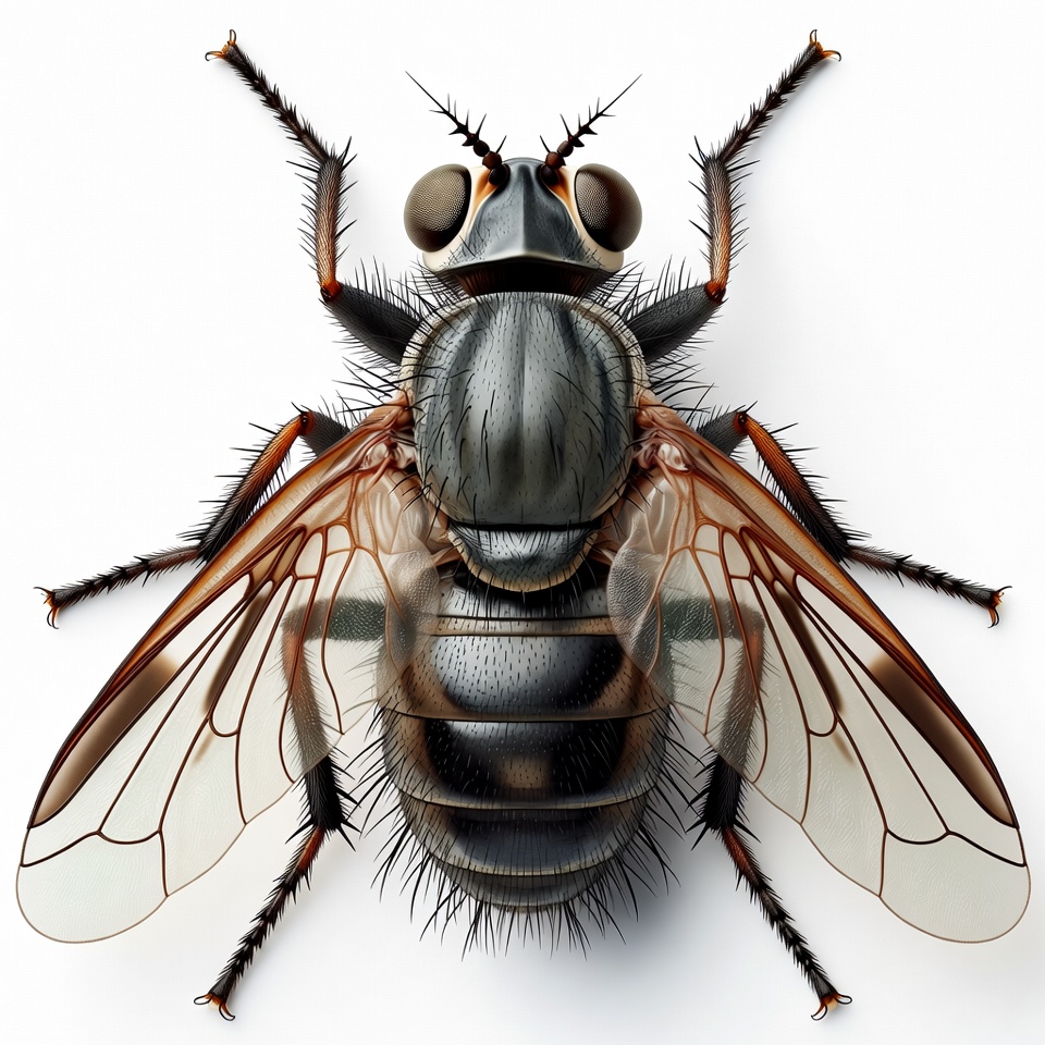 Detailed Fly Insect on White Background Detailed Fly Insect on White Background