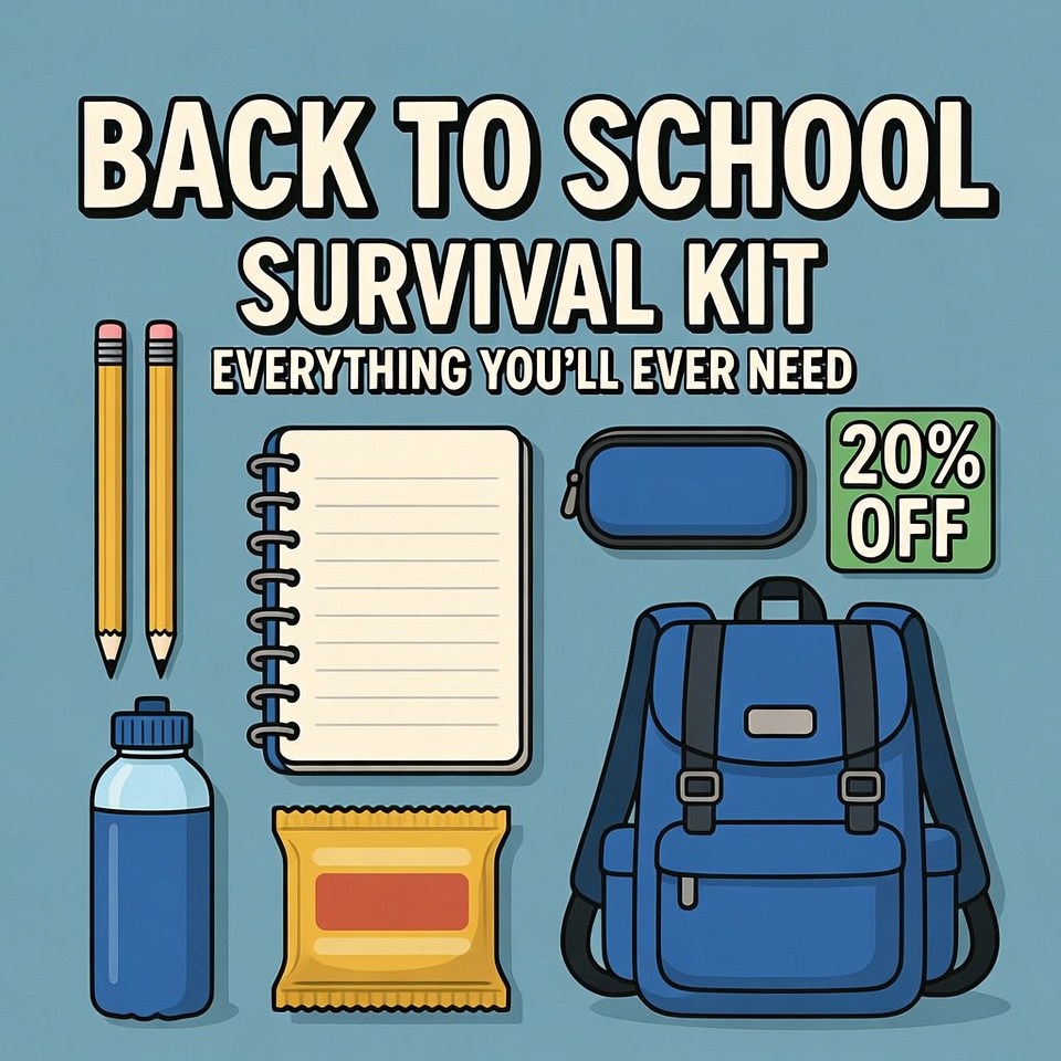 Back to School Survival Kit Illustration Back to School Survival Kit Illustration