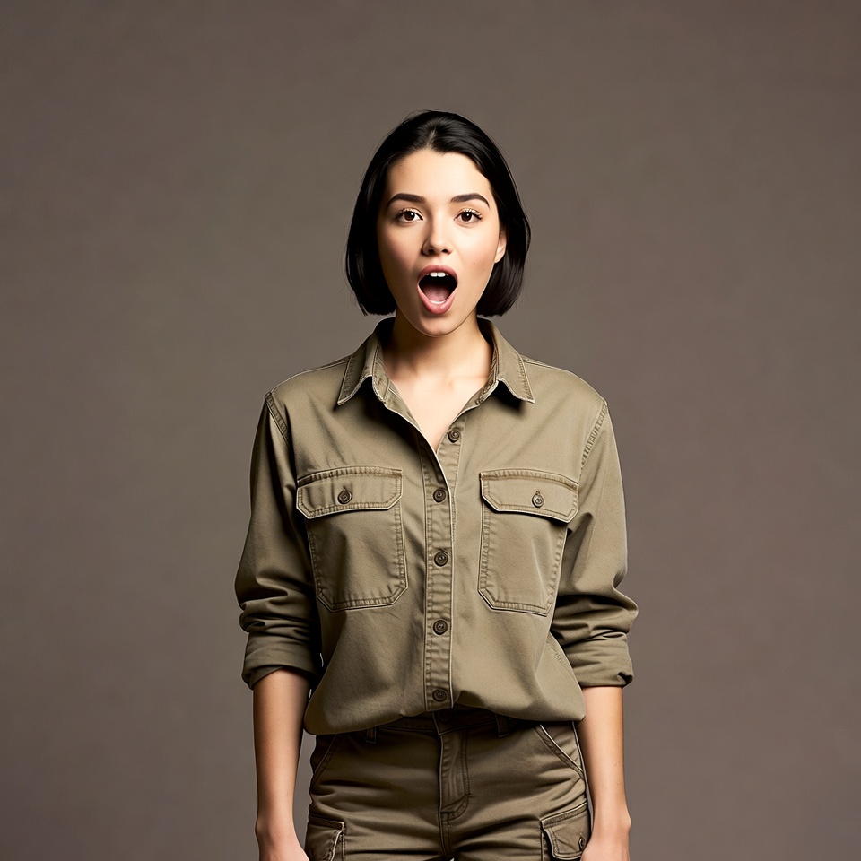 Asian woman gasping in surprise Asian woman gasping in surprise