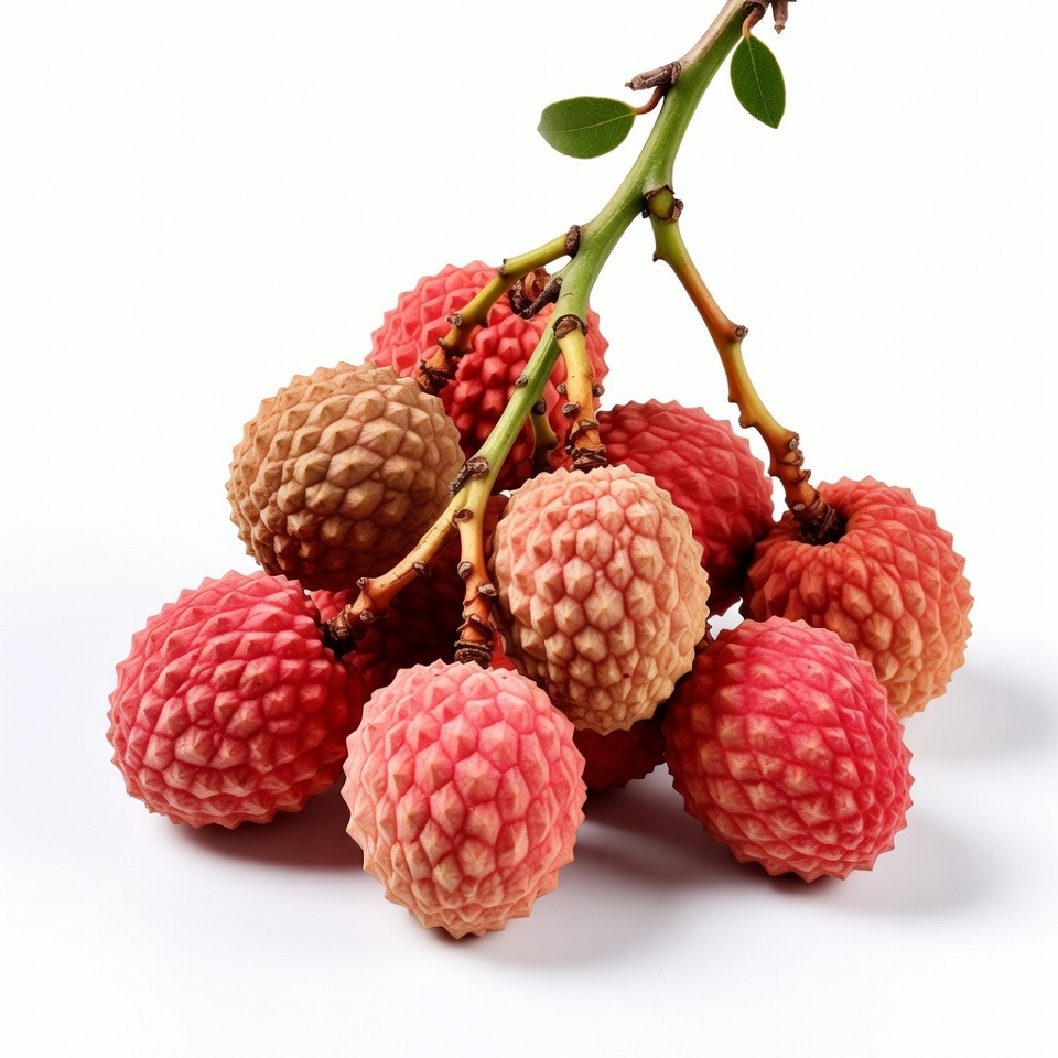 Fresh rambutan bunch on white background Fresh rambutan bunch on white background