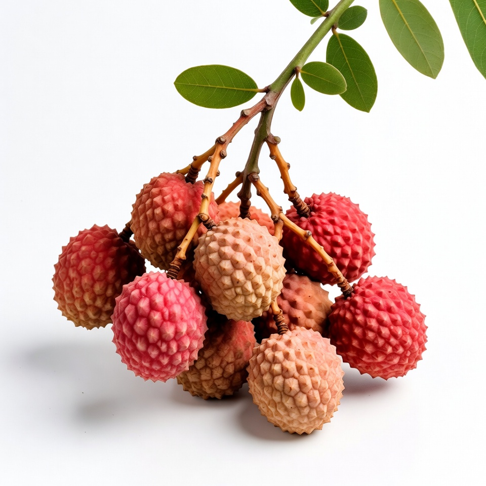 Fresh lychee fruit cluster on branch Fresh lychee fruit cluster on branch