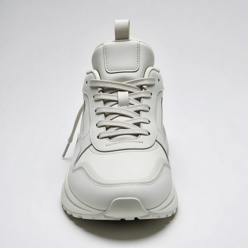 White leather sneakers front view White leather sneakers front view