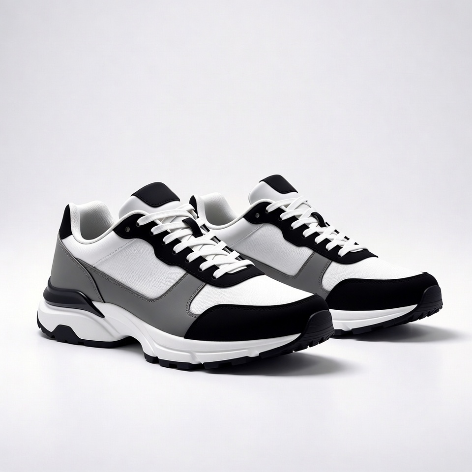 White Black Gray Sneakers Pair White Black Gray Sneakers Pair