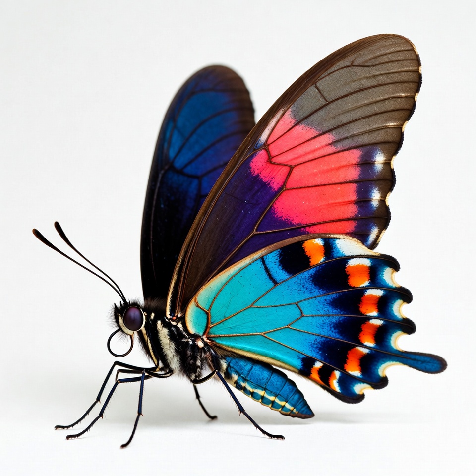 Colorful Butterfly on White Background Colorful Butterfly on White Background