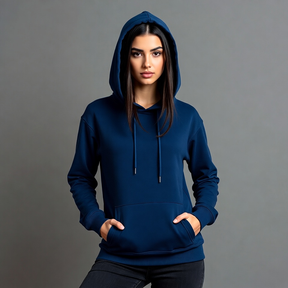 Woman in blue hoodie Woman in blue hoodie
