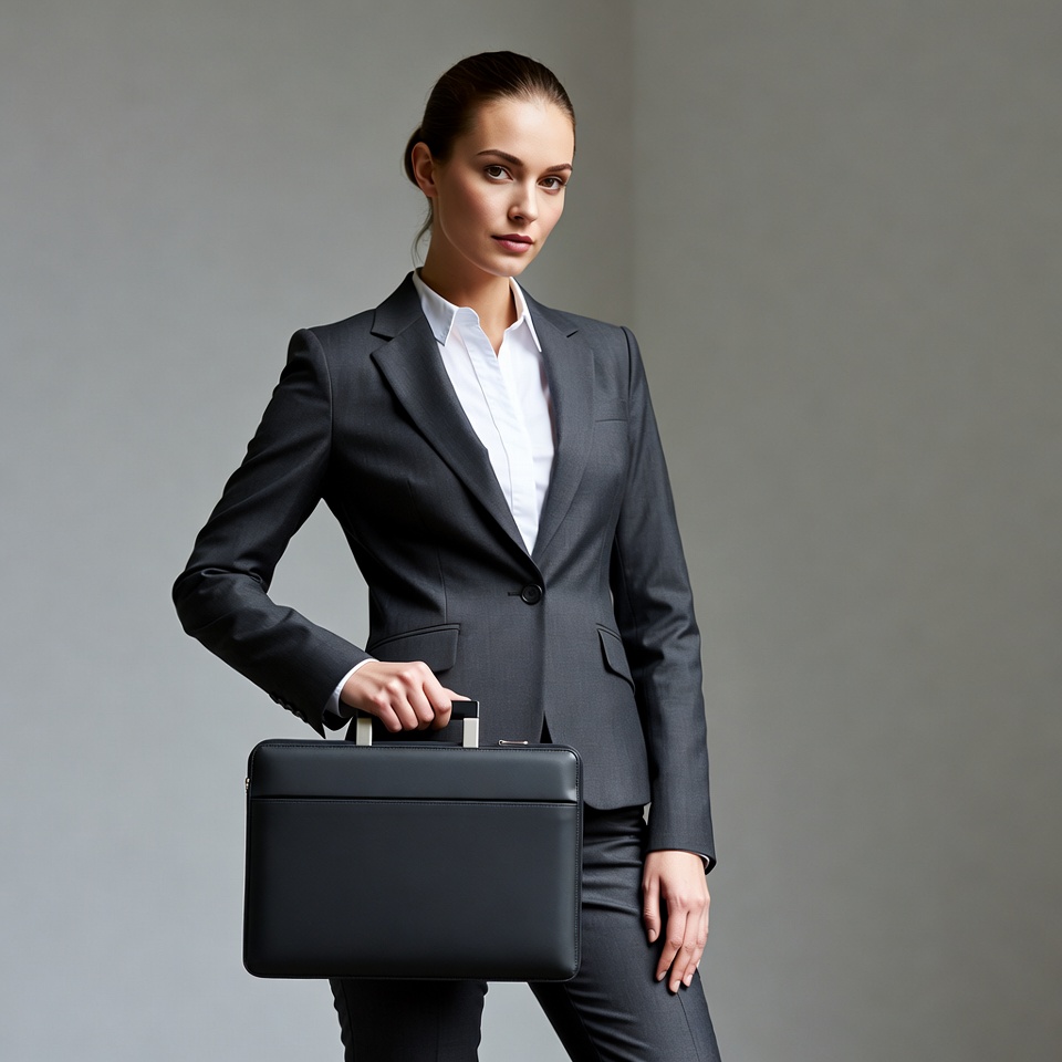 Businesswoman holding black briefcase Businesswoman holding black briefcase