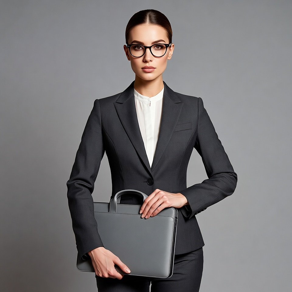 Business woman holding laptop briefcase Business woman holding laptop briefcase