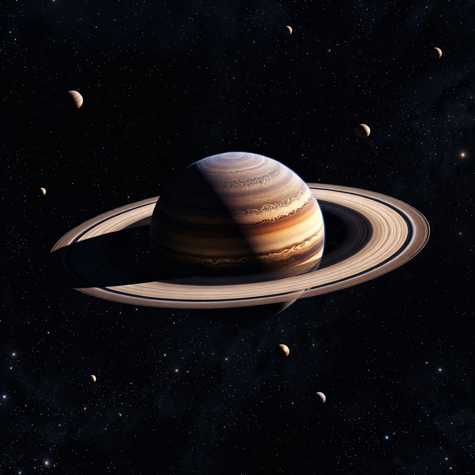 Saturn with Rings in Space Saturn with Rings in Space