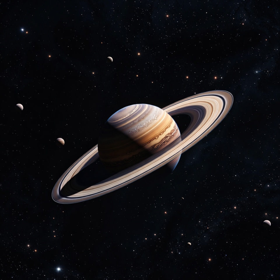 Saturn with rings in space Saturn with rings in space