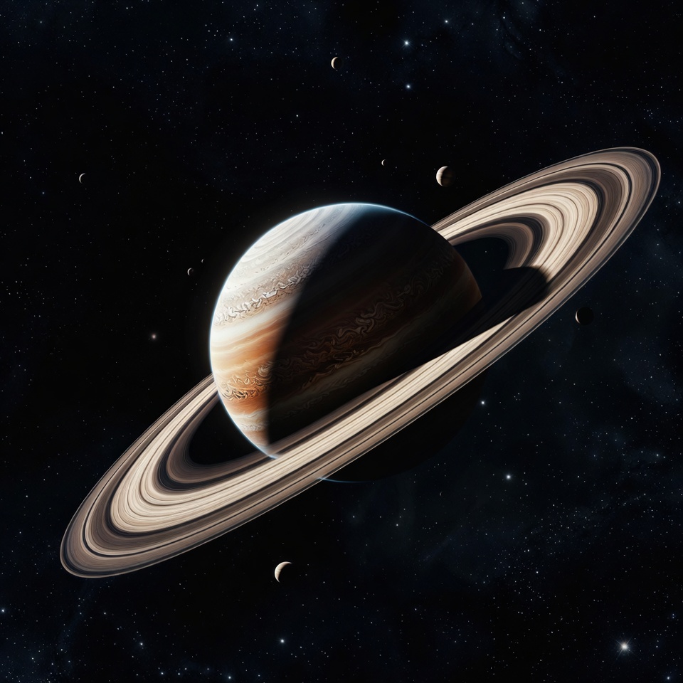 Saturn with Rings in Space Saturn with Rings in Space
