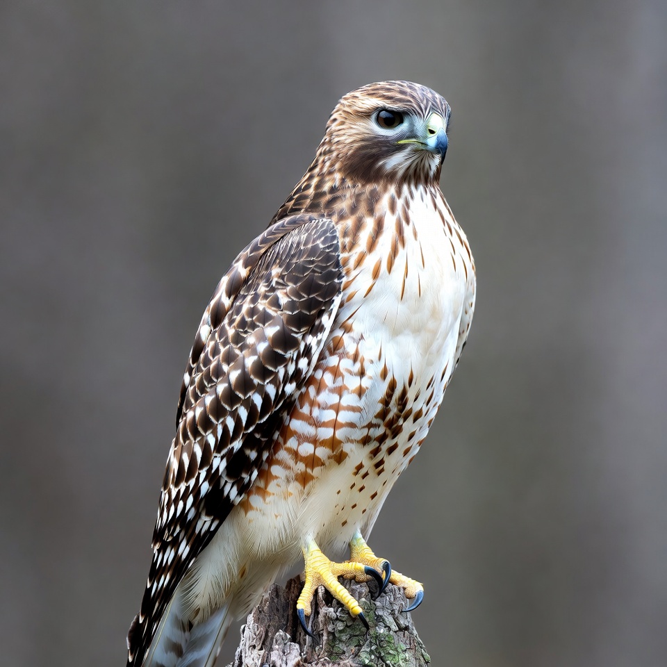Red-tailed Hawk Perched on Stump Red-tailed Hawk Perched on Stump