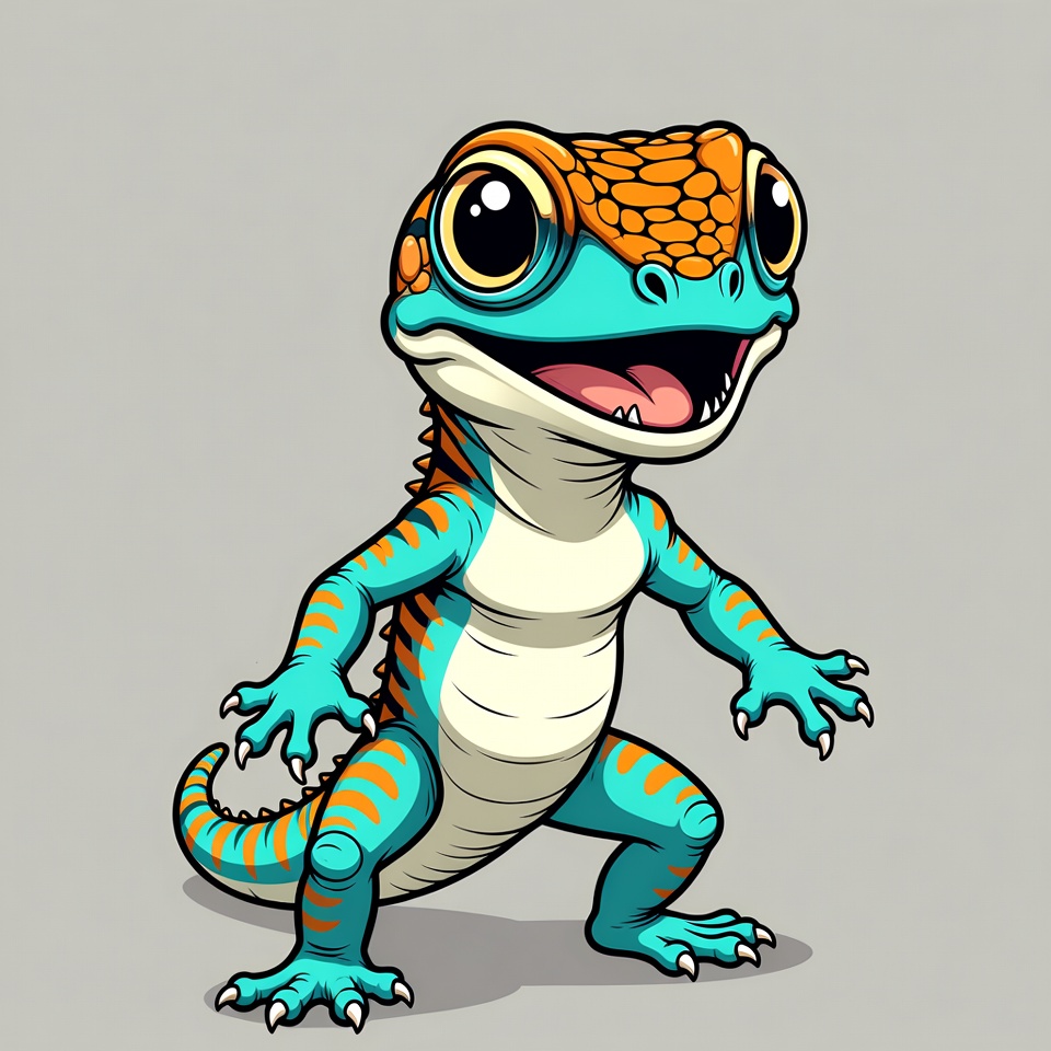 Cute cartoon baby gecko smiling Cute cartoon baby gecko smiling