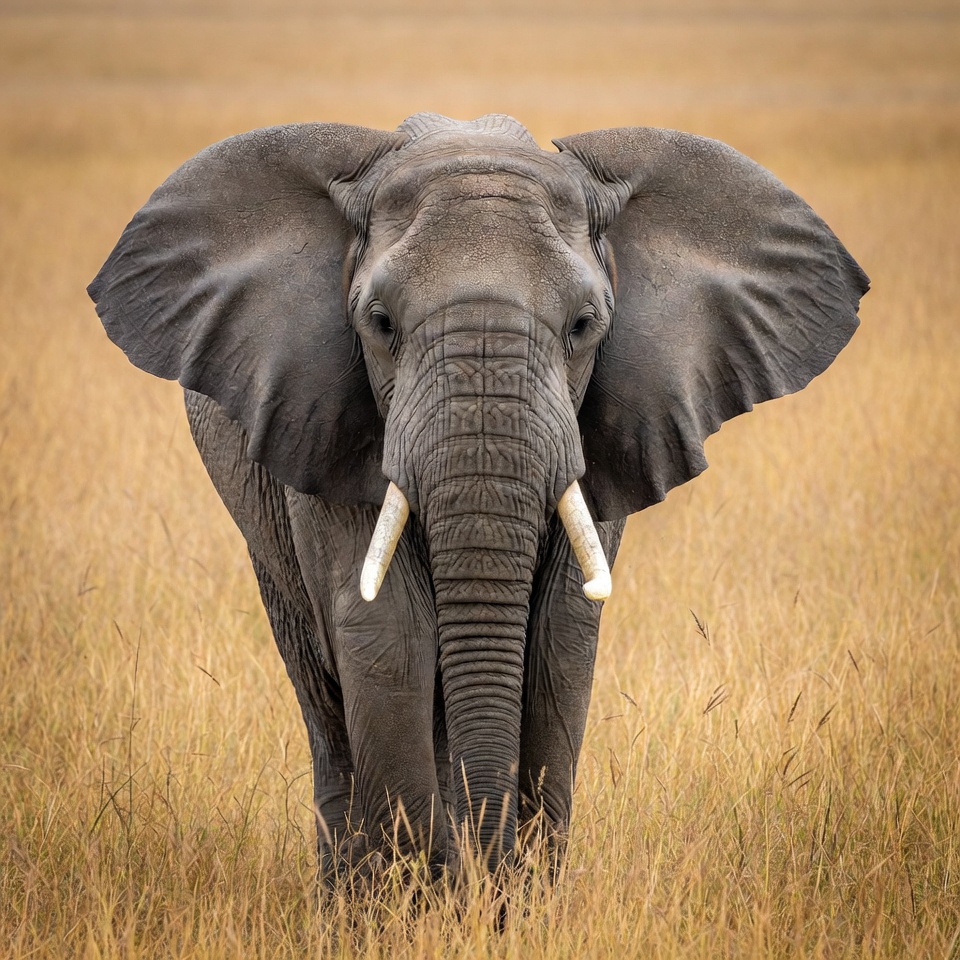 Elephant standing in savanna grass Elephant standing in savanna grass