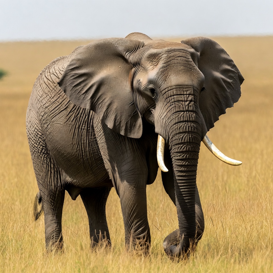 Elephant standing in savanna grass Elephant standing in savanna grass
