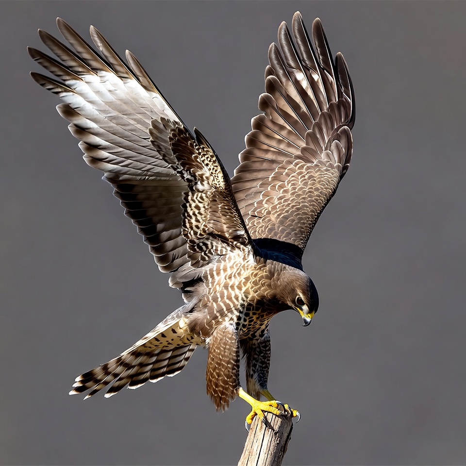 Red-tailed Hawk Perched with Wings Spread Red-tailed Hawk Perched with Wings Spread