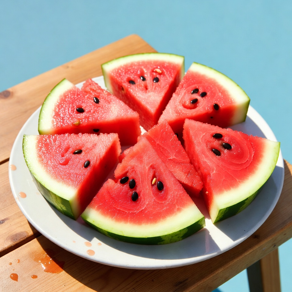 Sliced Watermelon on Plate Sliced Watermelon on Plate