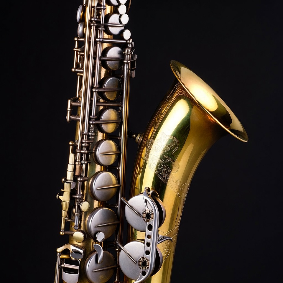 Shiny Gold Saxophone on Black Background Shiny Gold Saxophone on Black Background