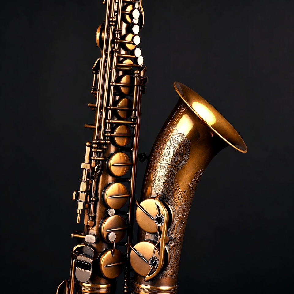 Brass Alto Saxophone on Black Background Brass Alto Saxophone on Black Background