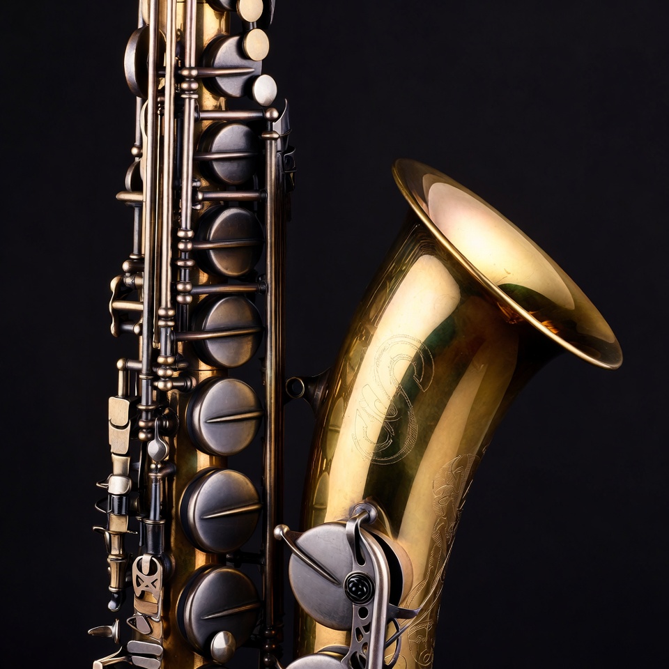 Golden Saxophone on Black Background Golden Saxophone on Black Background