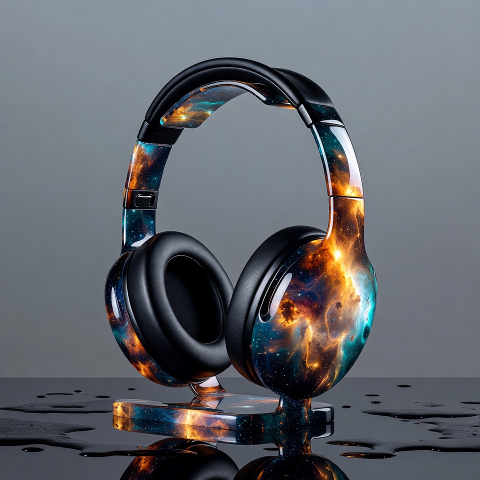 Galaxy Nebula Headphones on Stand Galaxy Nebula Headphones on Stand