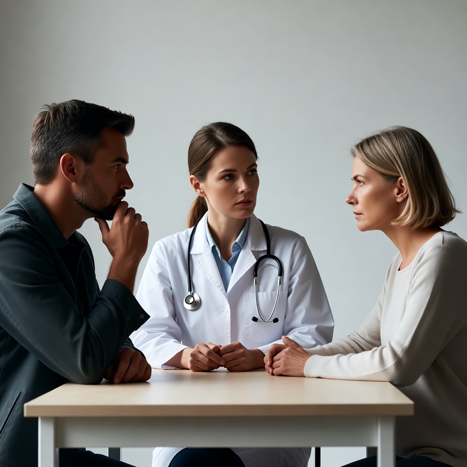 Doctor consulting man and woman Doctor consulting man and woman