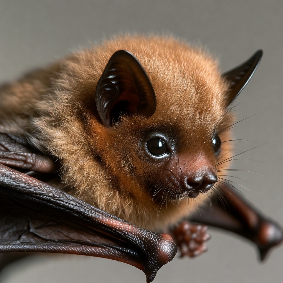 Closeup of fluffy brown bat Closeup of fluffy brown bat
