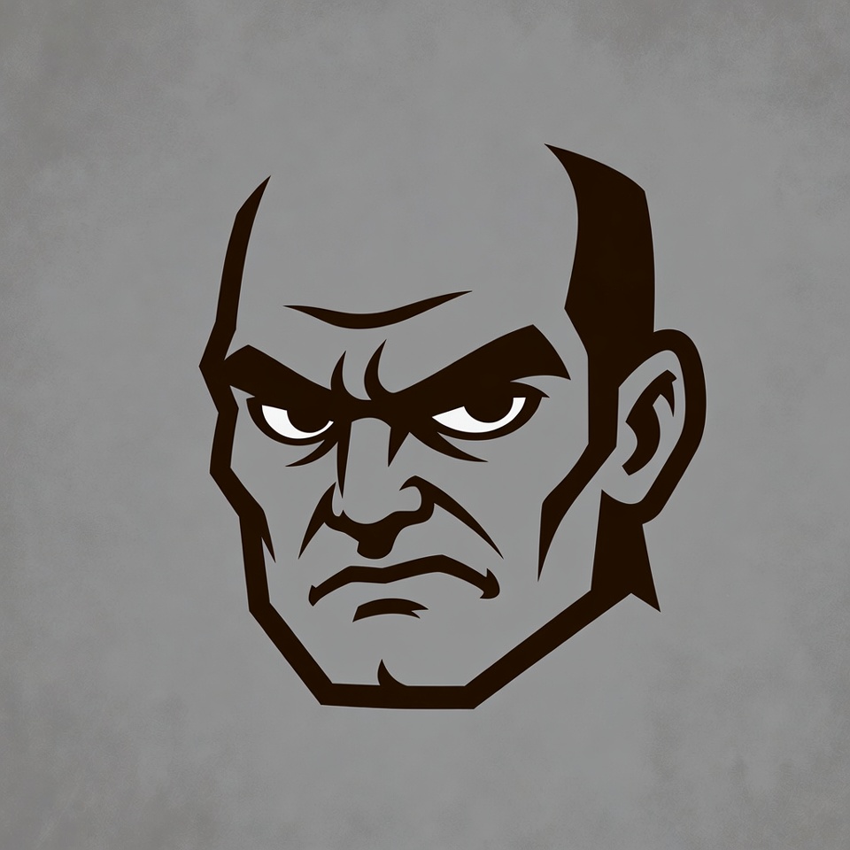 Angry bald man silhouette Angry bald man silhouette