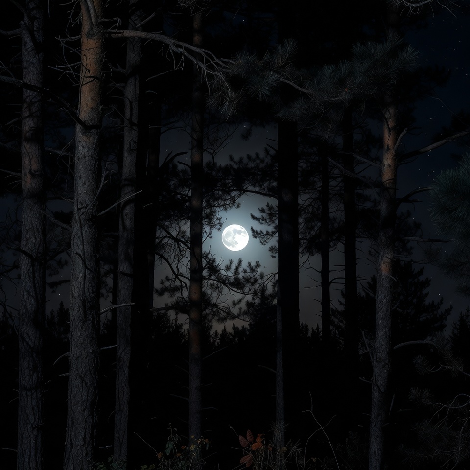 Full Moon Through Pine Trees Full Moon Through Pine Trees