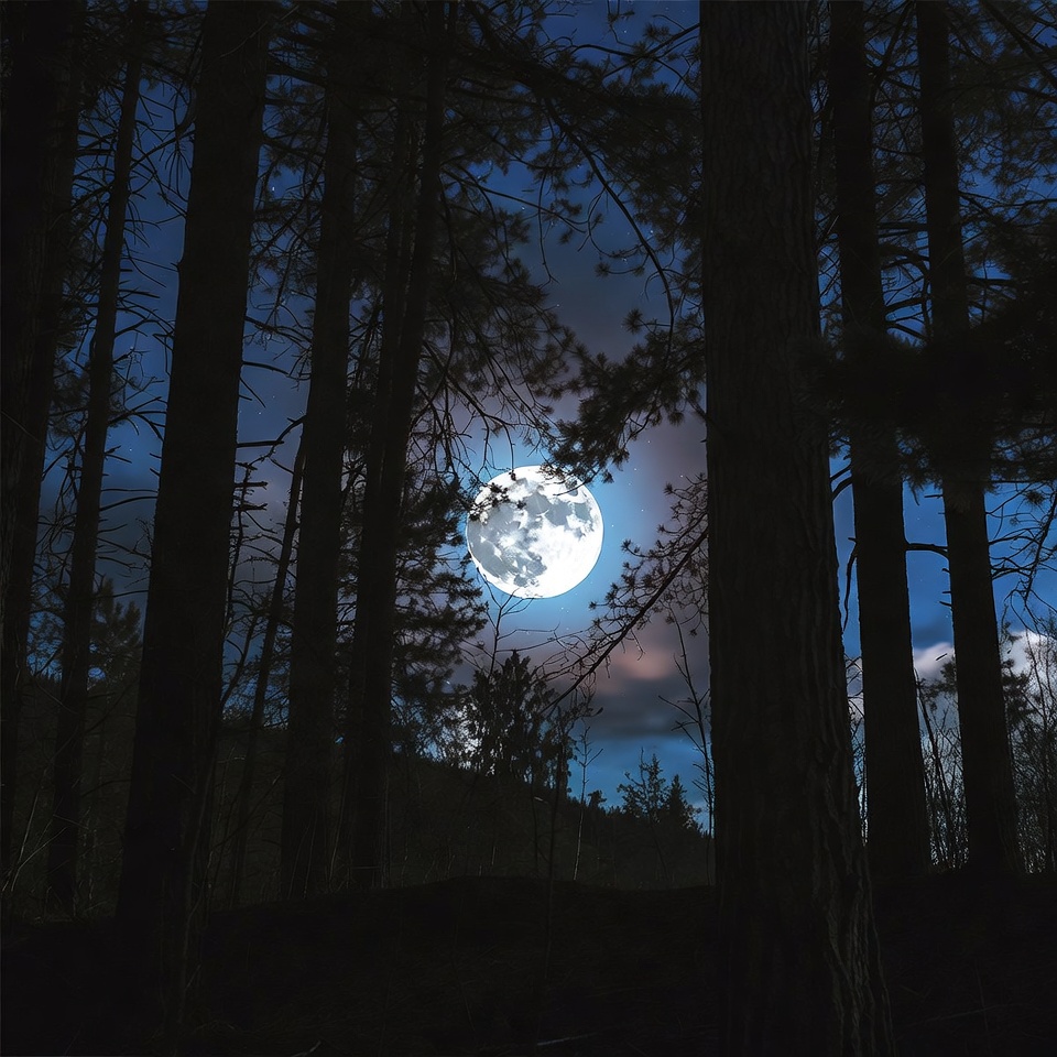 Full Moon Through Pine Trees Full Moon Through Pine Trees