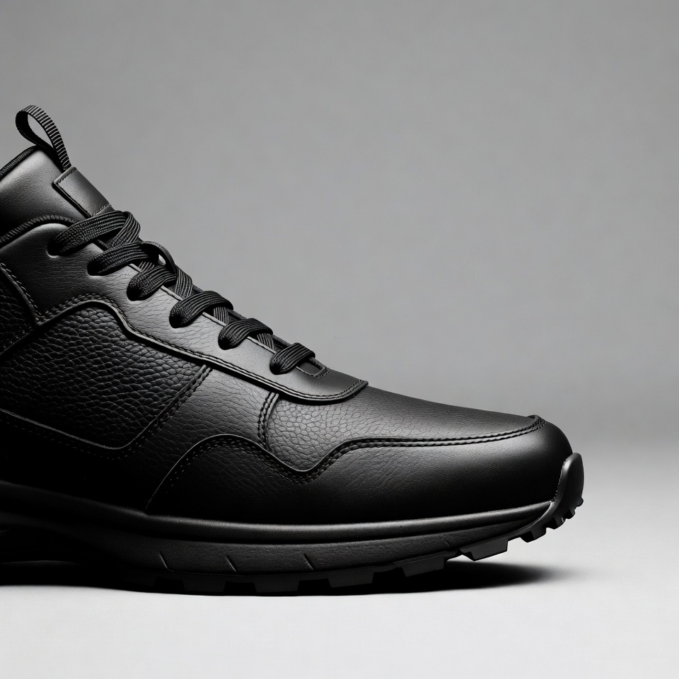 Black leather high-top sneakers Black leather high-top sneakers