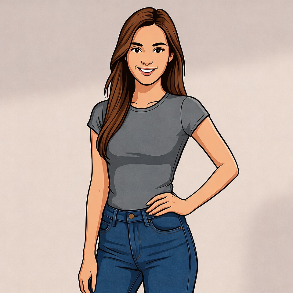 Asian woman in gray t-shirt jeans Asian woman in gray t-shirt jeans