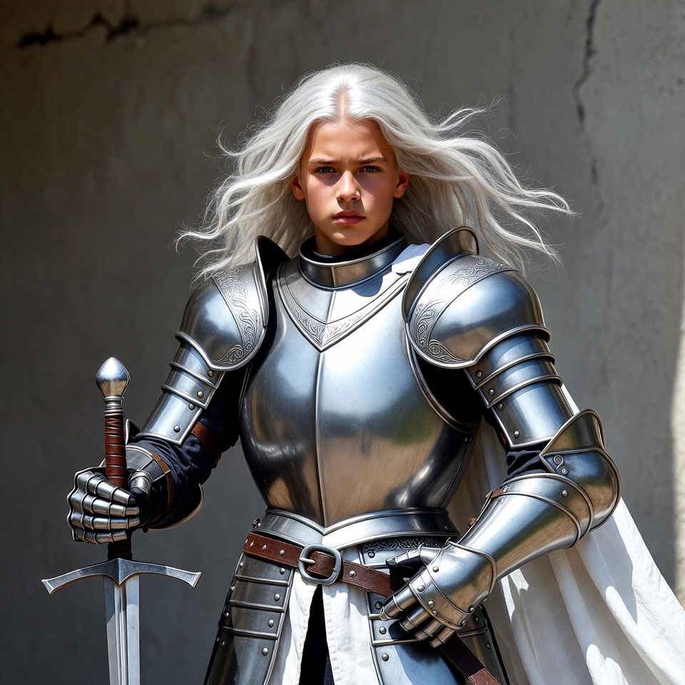 Woman in medieval armor holding sword Woman in medieval armor holding sword