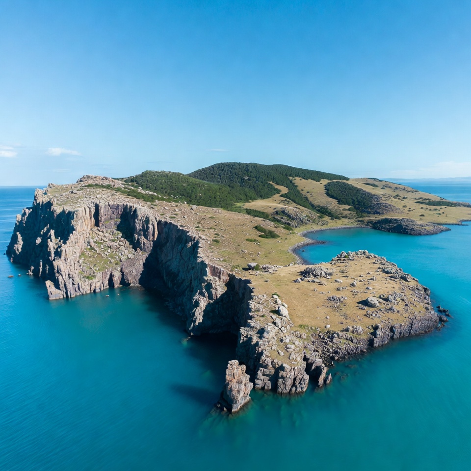 Small Green Island in Turquoise Sea Small Green Island in Turquoise Sea